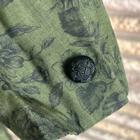 Kasper for ASL Vintage Green Black Roses Tunic Blazer Skirt Suit Size 10 - Picture 7 of 11